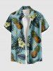 Matching Hawaii Shirt and Romper Plus Size Beach Outfit Tropical Leaf Hibiscus Flower Pineapple Print For Couples -  