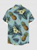 Matching Hawaii Shirt and Romper Plus Size Beach Outfit Tropical Leaf Hibiscus Flower Pineapple Print For Couples -  