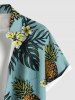 Matching Hawaii Shirt and Romper Plus Size Beach Outfit Tropical Leaf Hibiscus Flower Pineapple Print For Couples -  