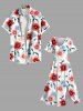Flowers Tropical Leaf Print Plus Size Matching Hawaii Beach Outfit For Couples -  
