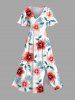 Flowers Tropical Leaf Print Plus Size Matching Hawaii Beach Outfit For Couples -  