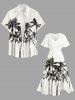 Robe Hawaïen Fendue Cocotier Peinture D'Encre Imprimés avec Poche de Grande Taille - Blanc 2X