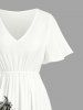 Robe Hawaïen Fendue Cocotier Peinture D'Encre Imprimés avec Poche de Grande Taille - Blanc 2X