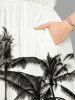 Robe Hawaïen Fendue Cocotier Peinture D'Encre Imprimés avec Poche de Grande Taille - Blanc 2X