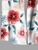 Plus Size Flowers Tropical Leaf Print Buttons Pocket Hawaii Shirt For Men -  