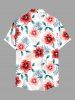 Plus Size Flowers Tropical Leaf Print Buttons Pocket Hawaii Shirt For Men -  