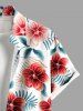 Plus Size Flowers Tropical Leaf Print Buttons Pocket Hawaii Shirt For Men -  