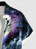 Chemise grande taille à boutons et poches pour homme, motif Halloween, lune, citrouille, feuille d'érable, chauve-souris, nuage - Noir 4XL