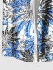 Plus Size Tropical Leaf Hibiscus Flowers Print Buttons Pocket Hawaii Shirt For Men -  