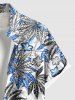 Plus Size Tropical Leaf Hibiscus Flowers Print Buttons Pocket Hawaii Shirt For Men -  