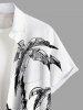 Plus Size Coconut Tree Seascape Print Buttons Pocket Hawaii Shirt For Men -  