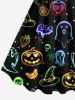 Plus Size Halloween Pumpkin Ghost Bat Butterfly Skulls Candy Star Print Tank Dress -  