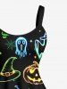 Plus Size Halloween Pumpkin Ghost Bat Butterfly Skulls Candy Star Print Tank Dress -  