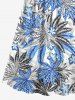 Plus Size Tropical Leaf Hibiscus Flowers Print Surplice Hawaii Cami Dress -  