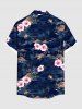 Plus Size Hibiscus Flowers Coconut Tree Print Buttons Pocket Hawaii Shirt For Men -  