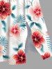 Robe mi-longue hawaïenne fendue à imprimé feuilles tropicales et fleurs grande taille - Blanc L