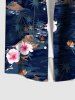 Plus Size Hibiscus Flowers Coconut Tree Print Buttons Pocket Hawaii Shirt For Men -  