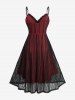 Lace Overlay Surplice A Line Cami Dress(Adjustable Shoulder Strap) -  