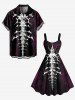 Plus Size Skeleton Print Halloween A Line Tank Dress -  