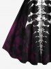 Plus Size Skeleton Print Halloween A Line Tank Dress -  