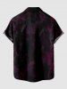 Plus Size Skeleton Print Halloween Button Pocket Shirt For Men -  