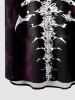 Plus Size Skeleton Print Halloween Button Pocket Shirt For Men -  