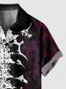 Plus Size Skeleton Print Halloween Button Pocket Shirt For Men -  