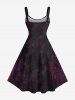 Plus Size Skeleton Print Halloween A Line Tank Dress -  