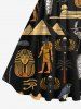 Plus Size Pharaoh Mummy Pyramid Camel Bird Print 1950s Vintage Swing A Line Dress -  
