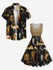 Plus Size Pharaoh Mummy Pyramid Camel Bird Print 1950s Vintage Swing A Line Dress -  