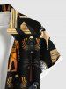 Chemise grande taille à imprimé pharaon, momie, pyramide, chameau, oiseau, boutonnée et poche pour homme - Noir S