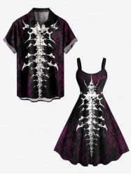 Halloween Skeleton Print Plus Size Matching Outfit For Couples -  