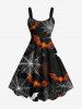 Tenue d'Halloween grande taille à imprimé toile d'araignée et chauve-souris pour couples - Noir 