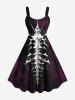 Halloween Skeleton Print Plus Size Matching Outfit For Couples -  