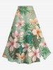 Flowers Tropical Leaf Print Hawaii Plus Size Matching Set -  