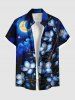 Flowers Leaf Moon Galaxy Star Print Plus Size Matching Hawaii Beach Outfit For Couples -  