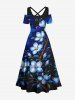 Flowers Leaf Moon Galaxy Star Print Plus Size Matching Hawaii Beach Outfit For Couples -  