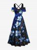 Flowers Leaf Moon Galaxy Star Print Plus Size Matching Hawaii Beach Outfit For Couples -  