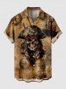 Tenue assortie grande taille pour couple, motif tête de mort et gouvernail de bateau pirate pour Halloween - Brun 