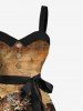 Tenue assortie grande taille pour couple, motif tête de mort et gouvernail de bateau pirate pour Halloween - Brun 