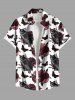 Tenue assortie grande taille pour couple, motif rose, fleur, feuille, papillon, hibou, Halloween - Rouge foncé 