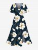 Flowers Leaf Print Plus Size Matching Hawaii Beach Outfit For Couples -  