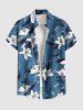 Ensemble chemise et barboteuse hawaïennes assorties, grande taille, tenue de plage à imprimé fleurs et feuilles pour couples - Bleu Ciel 