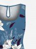 Ensemble chemise et barboteuse hawaïennes assorties, grande taille, tenue de plage à imprimé fleurs et feuilles pour couples - Bleu Ciel 