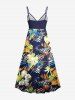 Plus Size Hibiscus Flowers Tropical Leaf Print Surplice Hawaii Cami Dress -  