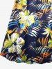 Plus Size Hibiscus Flowers Tropical Leaf Print Surplice Hawaii Cami Dress -  