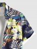 Chemise hawaïenne grande taille à imprimé feuilles tropicales et fleurs d'hibiscus, avec poches et boutons, pour homme - Bleu Marine 5XL