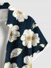 Plus Size Flowers Leaf Print Buttons Pocket Hawaii Shirt For Men -  