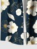 Chemise hawaïenne grande taille à imprimé fleurs et feuilles, avec poches et boutons, pour homme - Noir XL