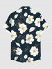 Plus Size Flowers Leaf Print Buttons Pocket Hawaii Shirt For Men -  